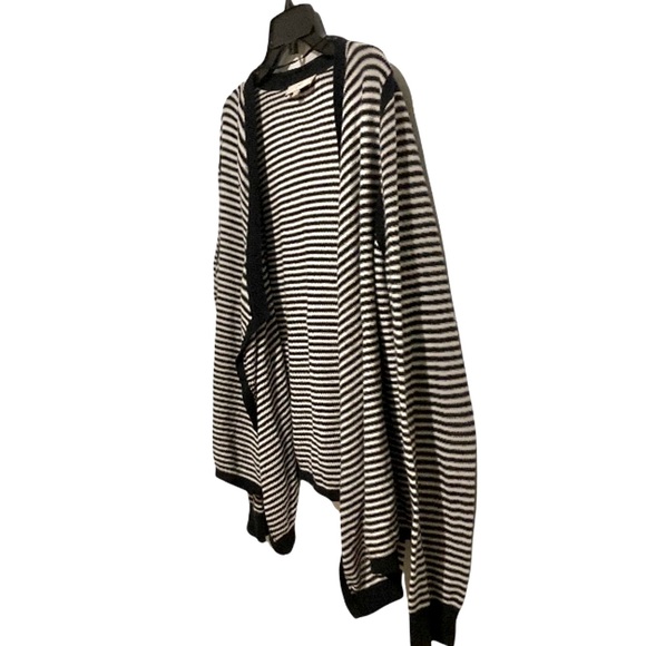 ANN TAYLOR LOFT Black and White Striped Open Button Cardigan Womans Large - Picture 9 of 16